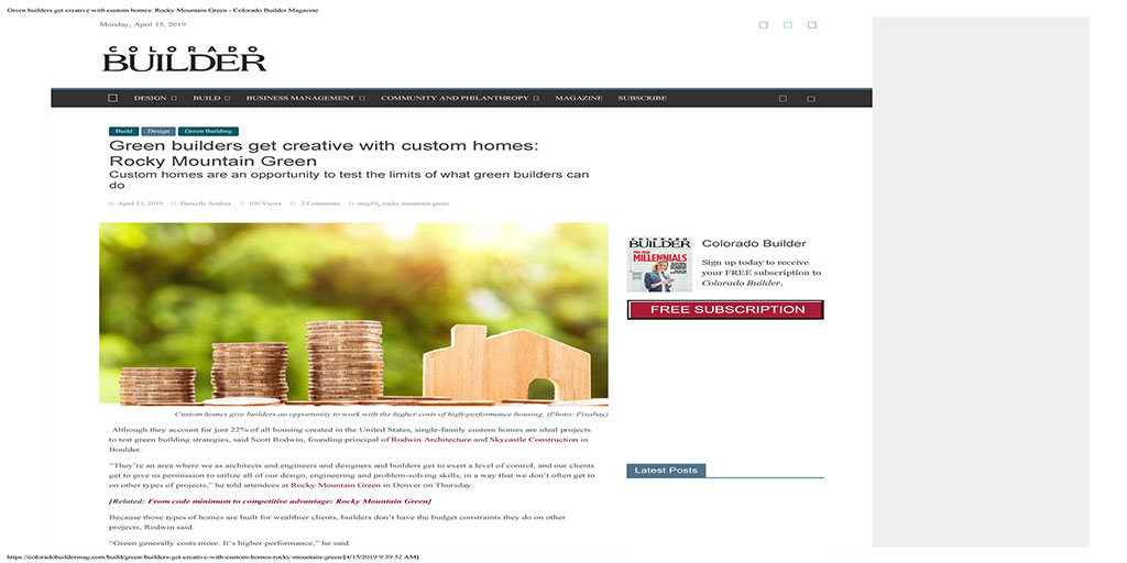 GREEN BUILDERS GET CREATIVE WITH CUSTOM HOMES